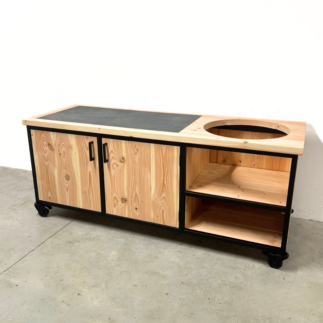 Buitenkeuken Douglas en staal met opbergkast en Keramische tegel - Lengte 205 cm - Afbeelding 9